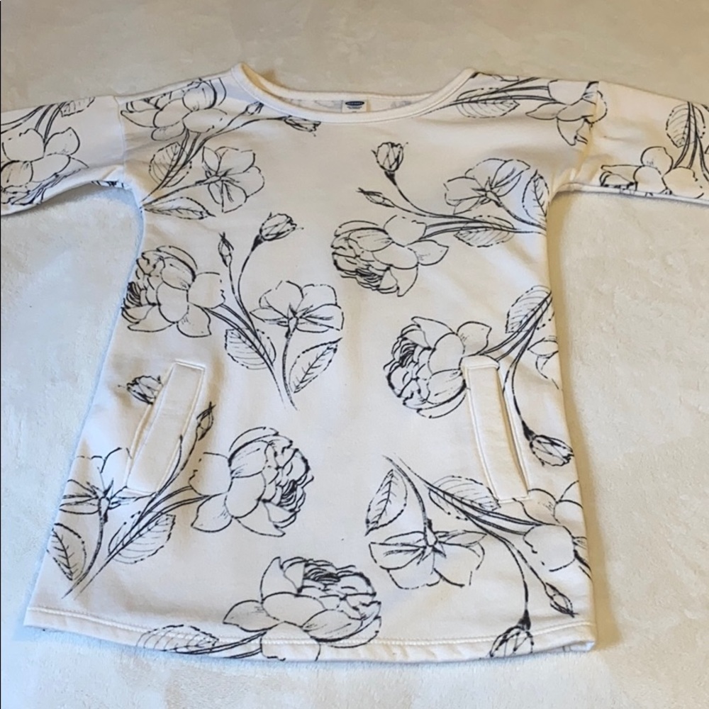 Cream flower print tunic dress